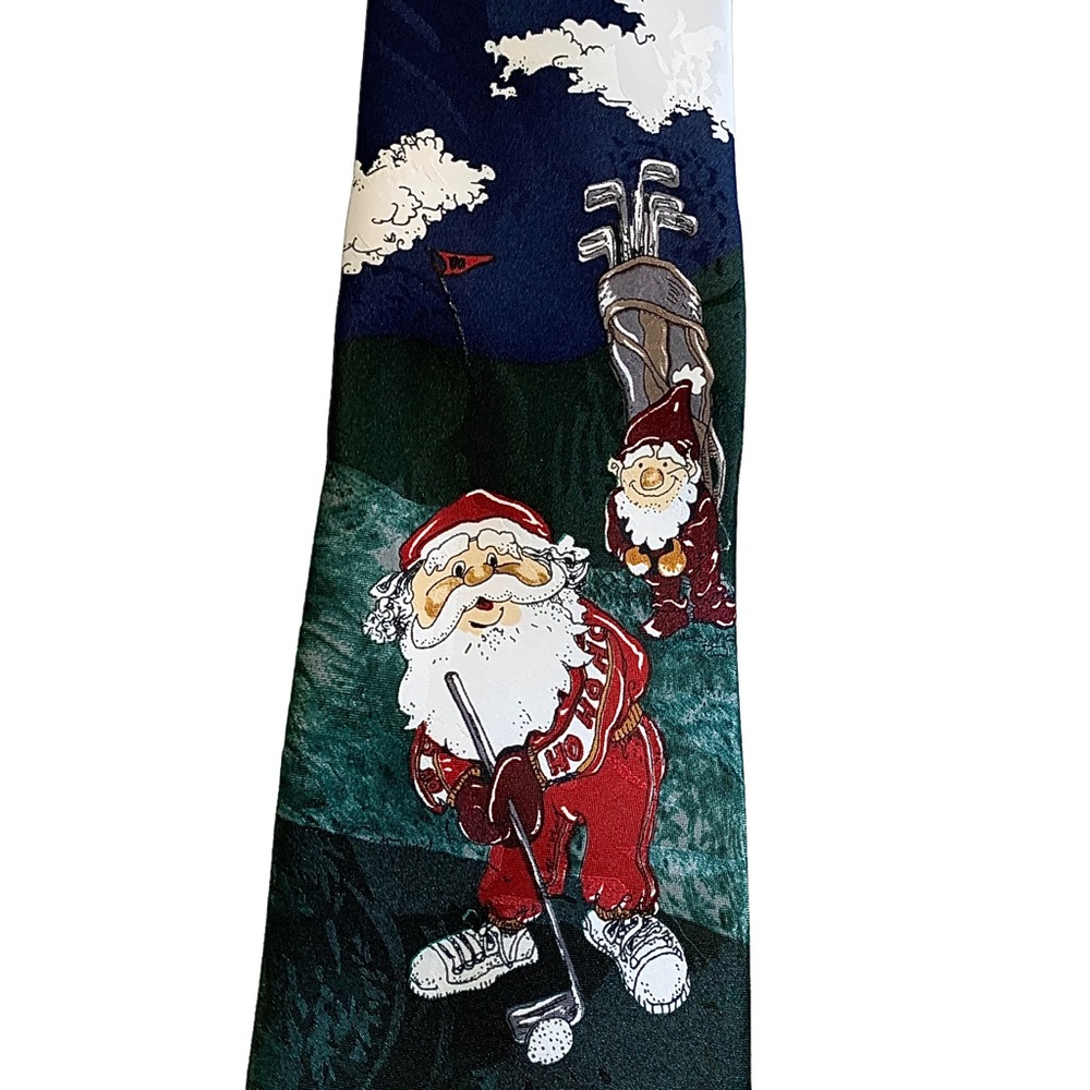 Mens Santa Claus Golf holiday necktie